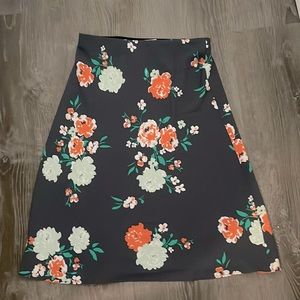 Loft Size SP Navy Blue Floral Skirt